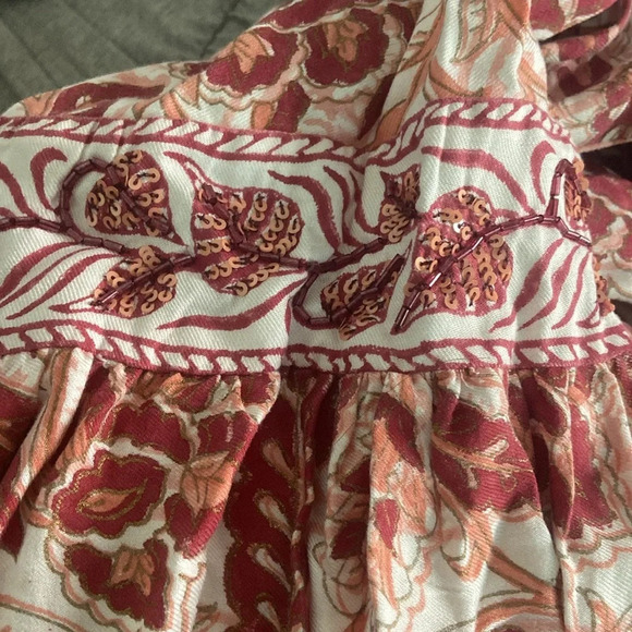 Ash & Eden Idika Pintuck Maxi Umbrella Dress Pink Chink Sz S Block Print Roman - Picture 8 of 13